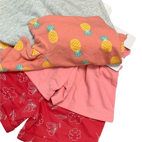 Pekkle Girls Floral Pineapple Shorts & Shirts 8 Piece Set Size 5 NWT - Picture 7 of 13